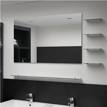 Nástěnné zrcadlo s 5 poličkami stříbrné 100 x 60 cm (249446)