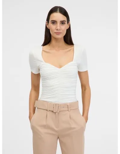 Krémové dámské tričko s krátkým rukávem