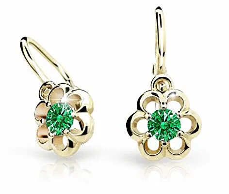 Cutie Jewellery Zlaté dětské náušnice C1947-10-X-1 zelená
