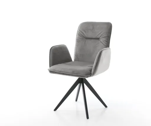 Otočná židle Vinja-Flex šedá samet křížová podnož hranatá černá