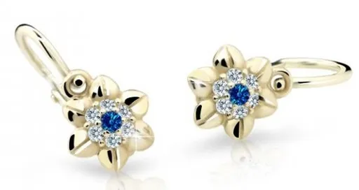 Cutie Jewellery Roztomilé dětské náušnice ze žlutého zlata C2202-10-X-1 modrá