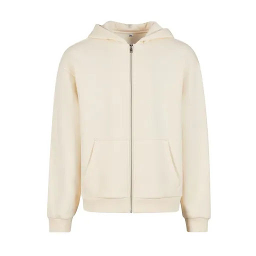 Build Your Brand Hebká pánská mikina na zip Fluffy - Světle písková | 4XL