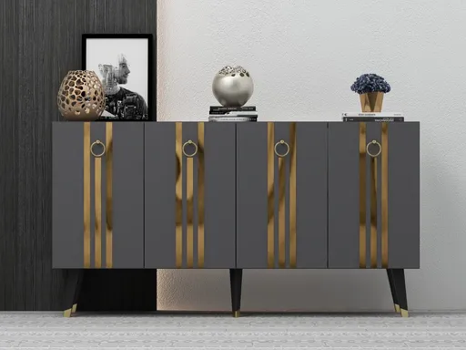 Konzolový stolek Isil - Anthracite, Gold