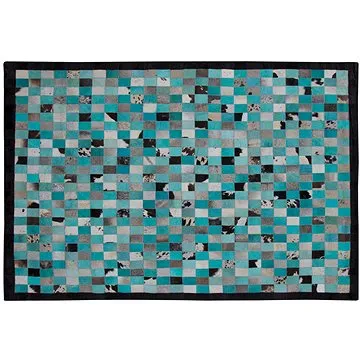 Tyrkysový / šedý kožený koberec 140 x 200 cm NIKFER, 182111 (beliani_182111)