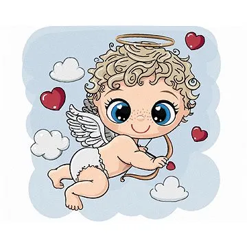 Diamondi - Diamantové malování - ROZTOMILÝ ANDĚL SE SRDÍČKY, 40x50 cm, Vypnuté plátno na rám (605016B)