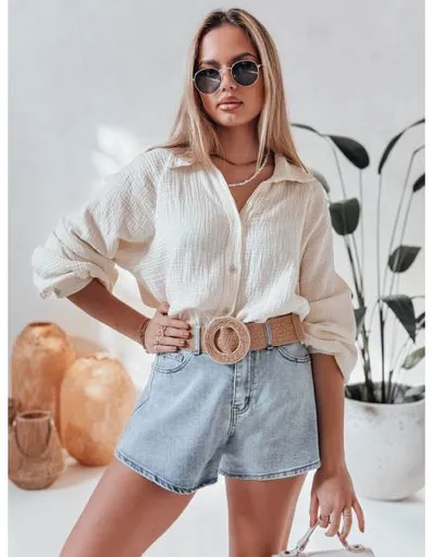 Dámské džínové kraťasy s páskem HOT LIGHT modrá