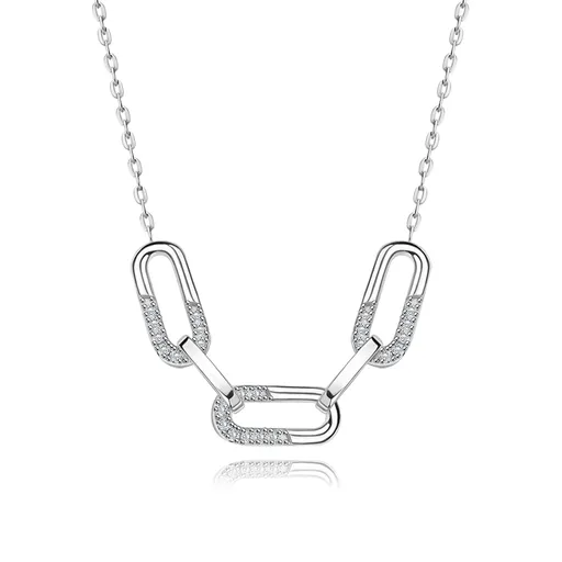 Stříbrný náhrdelník 925 - větší podlouhlá očka, čiré zirkony