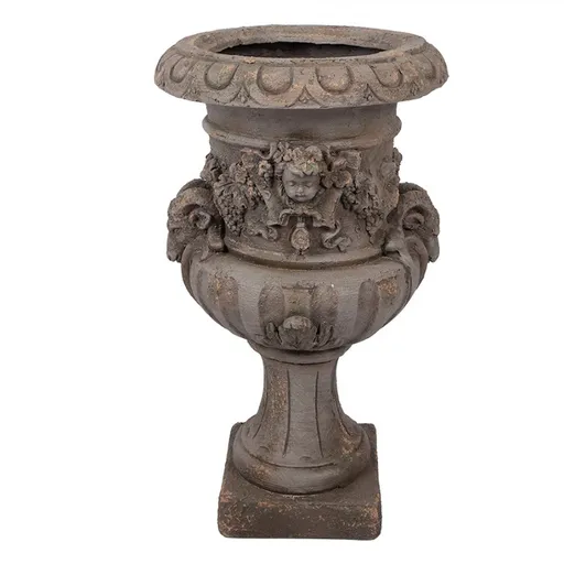 Šedý antik květináč / váza s andílkem Angel - 40*38*64 cm Clayre & Eef