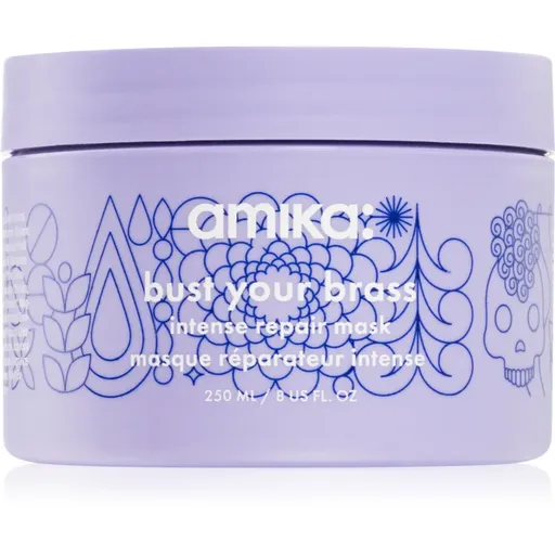 amika Bust Your Brass Cool Blonde intenzivní regenerační maska pro blond a šedivé vlasy 250 ml