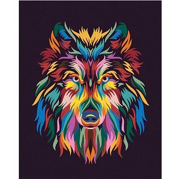 Diamondi - Diamantové malování - VLK V BARVÁCH, 40x50 cm, Vypnuté plátno na rám (603327B)