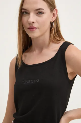 Top s příměsí hedvábí Guess Jeans