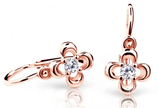 Cutie Jewellery Dětské náušnice z růžového zlata C2013-10-X-4 bílá