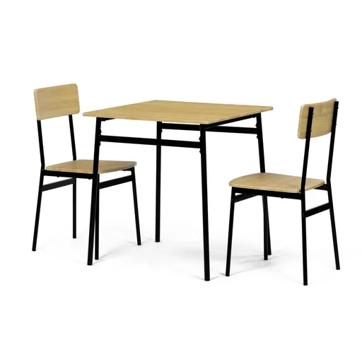 Jídelní set Industrial se 2 židlemi, 70 x 70 x 76 cm, divoký dub