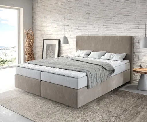 Boxspring postel Dream-Well 160x200 cm mikrovlákno béžová
