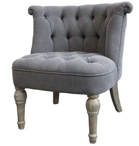 Šedé francouzské křeslo z lněné látky Lin - 67*66*71 cm Chic Antique