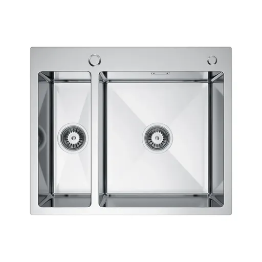 VELAZO Ocelový dřez s jednou a půl mísou 61 x 51, nerezová ocel, se sifonem VELAZ6151