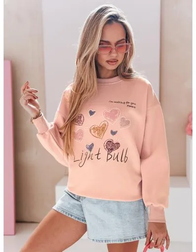 Dámská oversize mikina se srdíčky PINKNOTE růžová