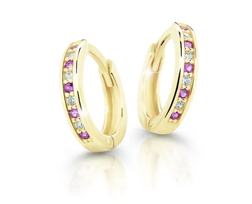 Cutie Jewellery Půvabné kruhové náušnice ze žlutého zlata C3342-80-X-1 fialová