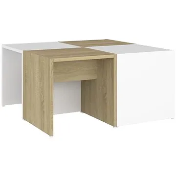 SHUMEE Konferenční stolky 4 ks bílé dub sonoma 33 × 33 × 33 cm dřevotříska, 806818 (806818)