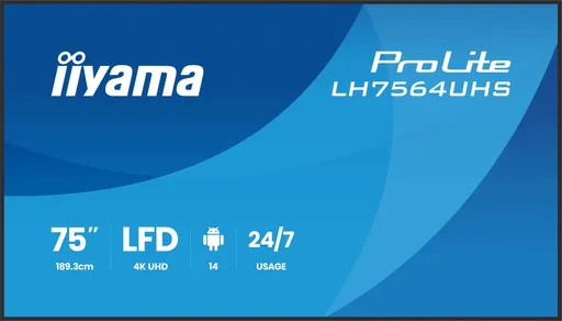 75" iiyama LH7564UHS-B1AG:VA, 4K UHD,Android,24/7