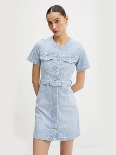 Tommy Jeans dámské modré džínové šaty DW0DW20103 XL