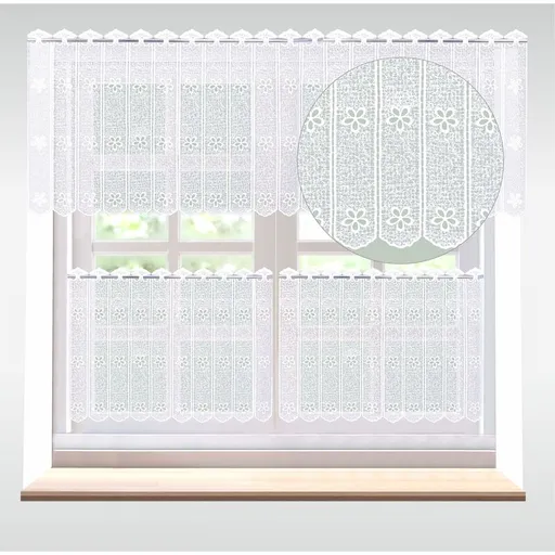 Záclona macramé, Květa vitrážka metráž, bílá 40 cm