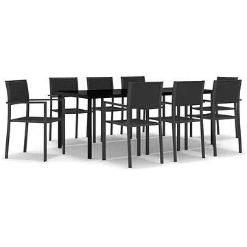 9dílný zahradní jídelní set černý, 3099268 (3099268)