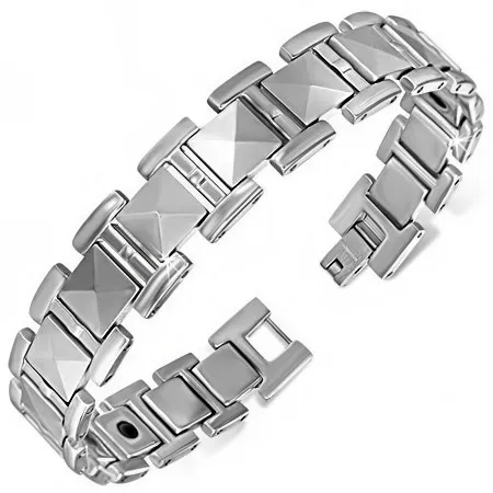 Magnetický tungstenový náramek, H články a čtverce