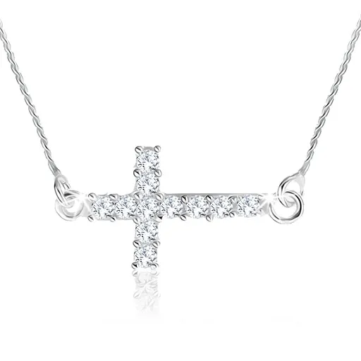 Náhrdelník ze stříbra 925, spirálovitý řetízek, latinský kříž ze zirkonů
