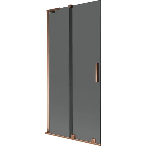 MEXEN/S Velar L dvoukřídlá posuvná vanová zástěna 95 x 150, grafit, růžové zlato 896-095-003-41-60