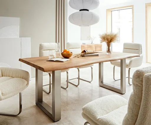 Jídelní stůl Edge 180x90 XL přírodní akácie nerezová ocel