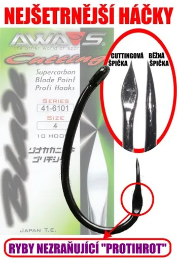 Awa-S Háčky Cutting Blade 6101 Black Nickel 10ks - vel.2,Awa-S Háčky Cutting Blade 6101 Black Nickel 10ks - vel.2