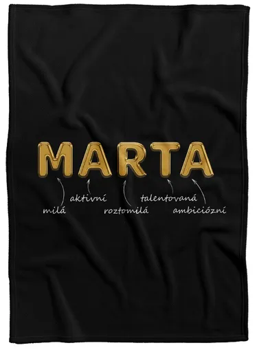 Deka Ženská jména – GOLD (Jméno: Marta, Podšití beránkem: NE)