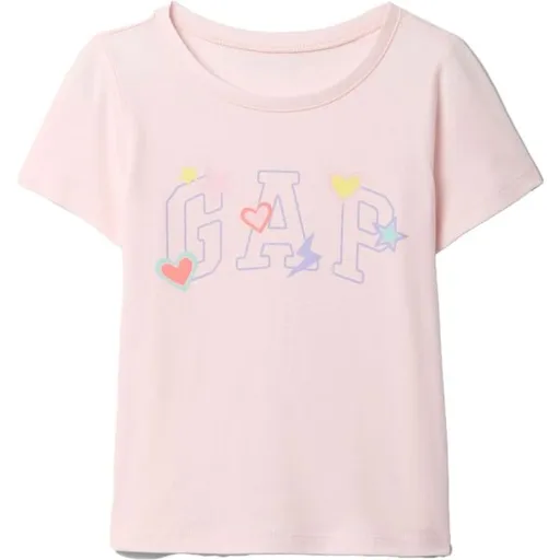 GAP V-LOGO Dívčí tričko, růžová, velikost 2Y