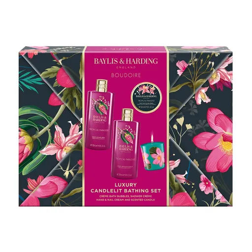 Baylis & Harding Boudoire Sada péče o tělo se svíčkou Tropical Paradise 4 ks
