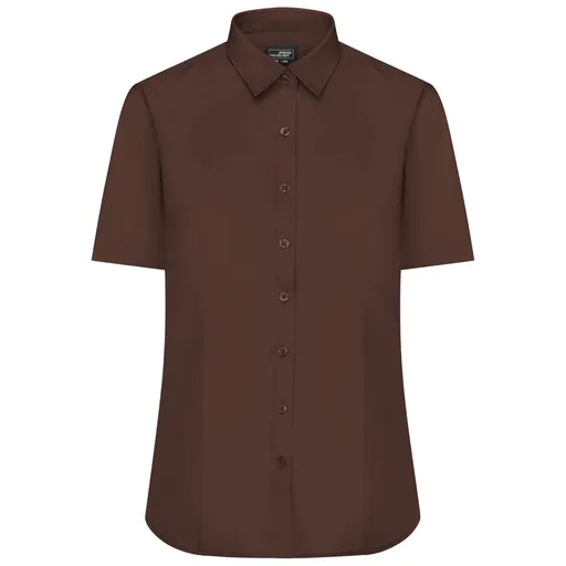 James & Nicholson (Daiber) Dámská košile s krátkým rukávem JN679 - Hnědá | XL
