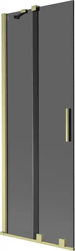 MEXEN/S Velar dvoukřídlá posuvná vanová zástěna 75 x 150, grafit, zlatá kartáčovaná 896-075-000-41-55