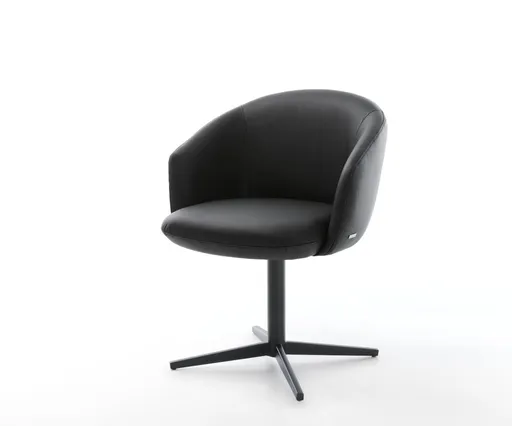 Jídelní židle Caja-Flex s područkami pravá kůže černá podnož