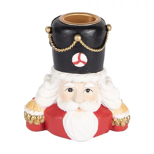 Červený svícen na úzkou svíčku Louskáček Nutcracker - 8*6*9 cm 6PR5540