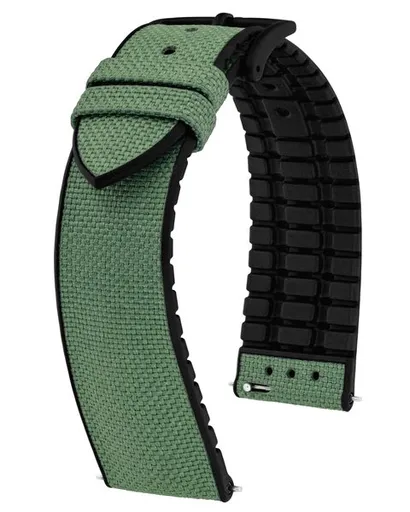 Řemínek Hirsch Arne - tmavě zelený - 20 mm - L – Standardní délka (doporučujeme) - 18 mm - Černá