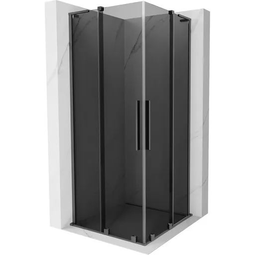 MEXEN/S Velar L Duo sprchový kout, posuvné dveře 80 x 80, grafit, grafit metal 871-080-080-02-43-95