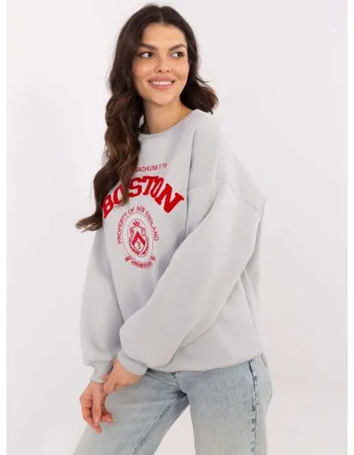 Světle šedá dámská oversize mikina s nápletem