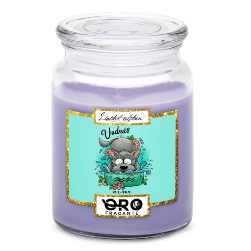 Svíčka Psí znamení – vodnář (Vůně svíčky: Levandule)