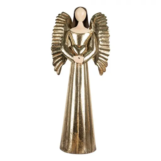 Zlatá antik kovová dekorace anděl se srdcem - 29*18*68 cm Clayre & Eef