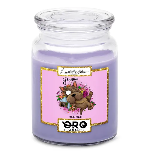 Svíčka Psí znamení – panna (Vůně svíčky: Levandule)