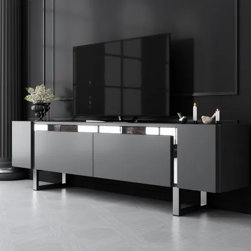 TV stolek Yildiz - Anthracite, Silver