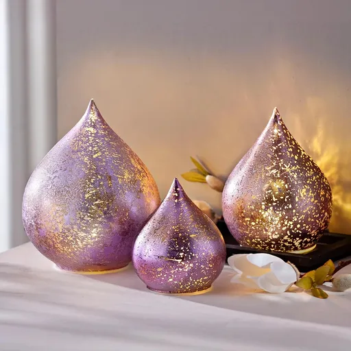 Weltbild LED Skleněné dekorace Goccia, sada 3 ks