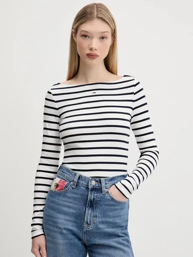 Tommy Jeans dámské bílo modré pruhované tričko DW0DW21350 XS