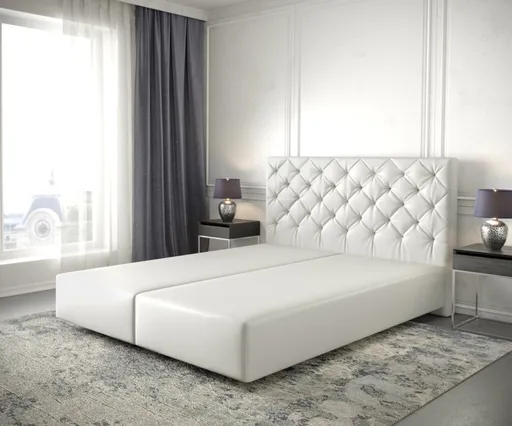 Boxspring postel Dream-Great 140x200 cm imitace kůže bílá