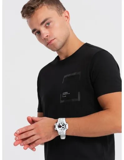 Pánské bavlněné tričko s kapsou V1 OM-TSPT-0154 černé